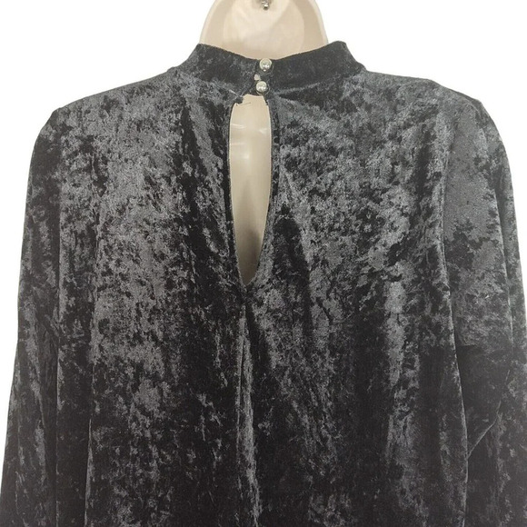 EE:Some Black V-neck Dress Velour Choker Neckline Women Size M Long Sleeve - Picture 4 of 6